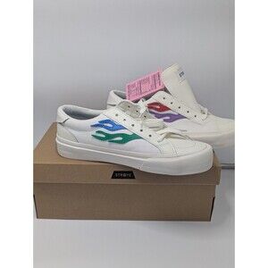 NWT Straye Logan Flame Cream Rainbow Sneakers Shoes, Leather Men 8.5, Women 10.5